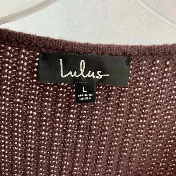 Lulus Burgundy V-Neck Knit Long Sleeve Sweater Size Large‎ NWT - Picture 4 of 5